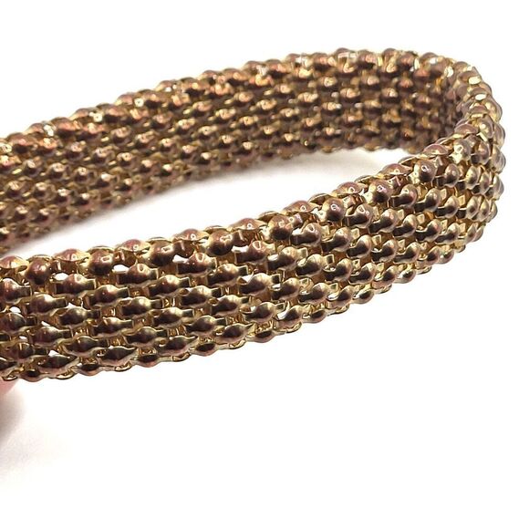 Vintage 80s Gold tone Metal Mesh Bracelet 8in - Picture 1 of 4